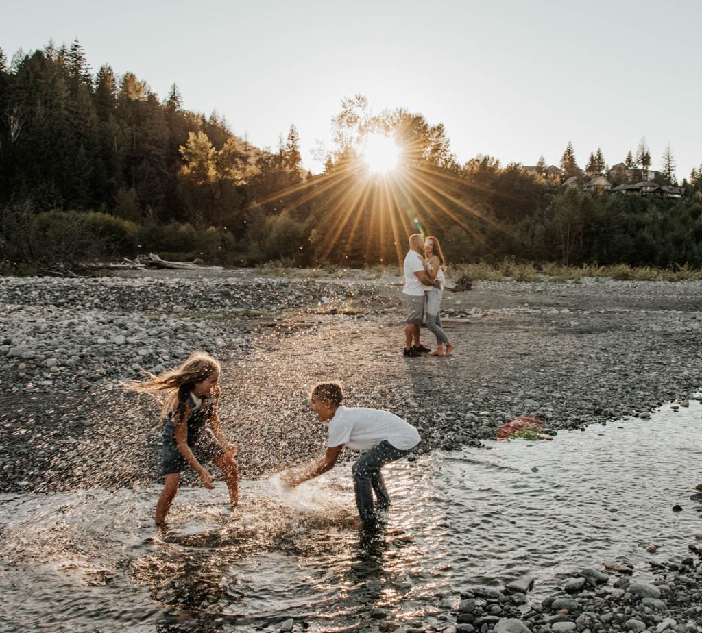 Family photography session along the coastline at Crescent Beach, BC