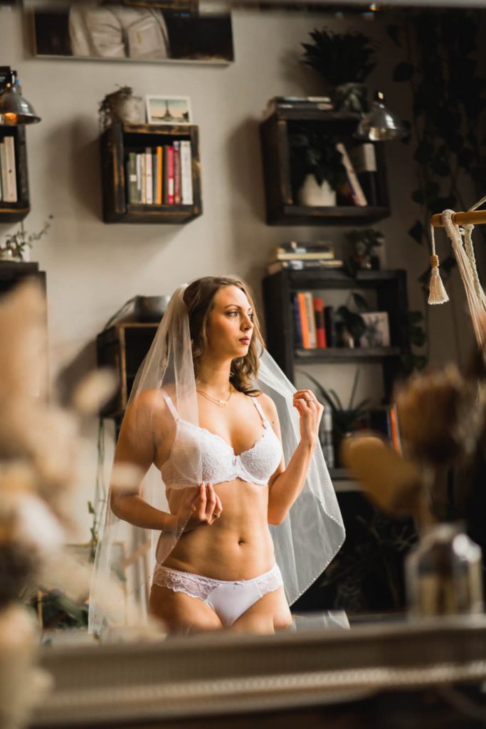 bridal boudoir portrait gift for her husband on wedding day