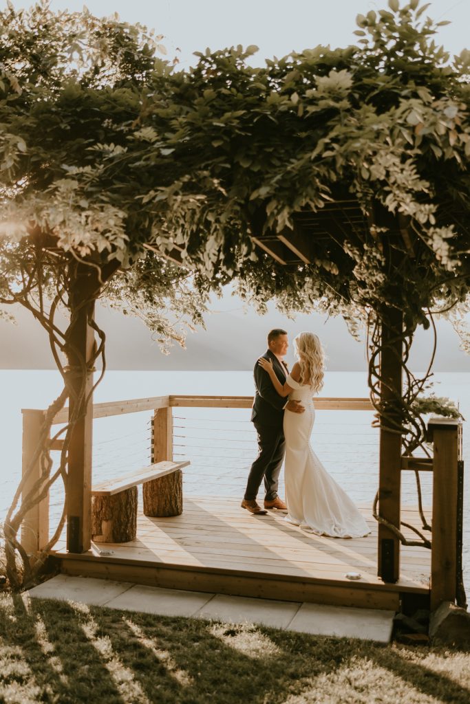 wedding at the lodge on harrison with kate paterson photography. private first dance at sunset