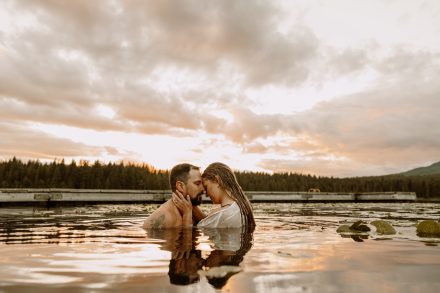 Embracing amidst nature's wonders at Whonnock Lake, outdoor love photography in Lower Mainland