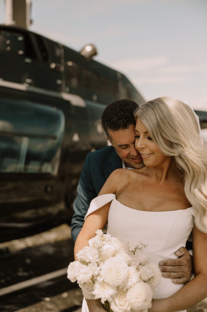 Mountain top elopement bride and groom portrait in Vancouver BC