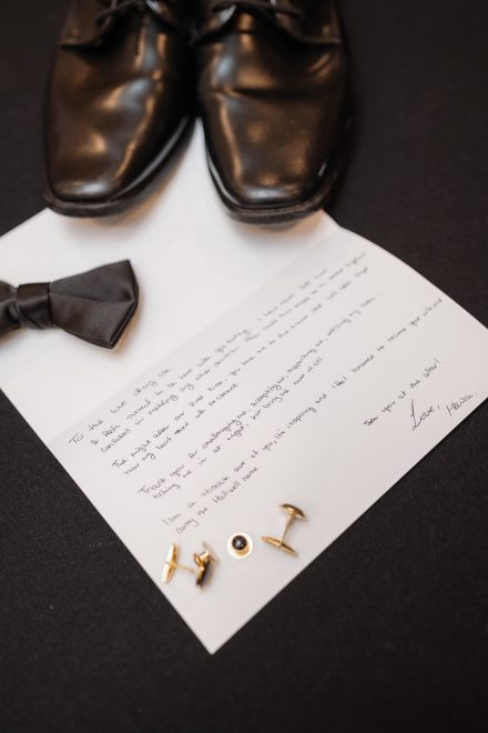 Love note from Melissa to Parker on their wedding morning