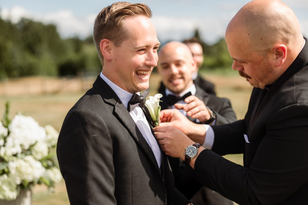 Parker seeing Melissa for the first time as she walks toward him at their Abbotsford wedding