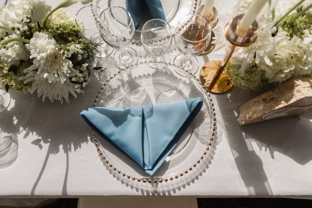 Place setting detail at an Abbotsford summer wedding