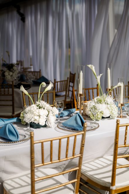 Table detail at a Fraser Valley backyard wedding