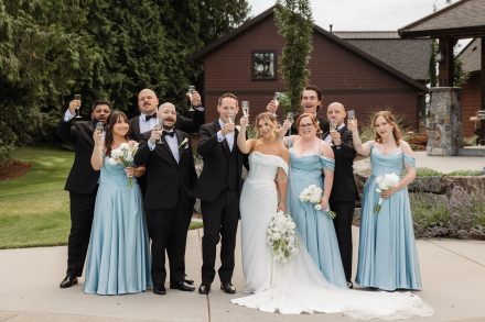 Candid bridal party moment at an Abbotsford wedding by Kate Paterson Photography