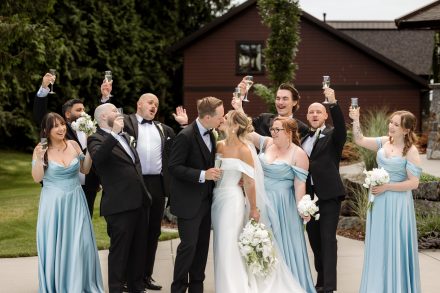 Candid bridal party moment at an Abbotsford wedding by Kate Paterson Photography