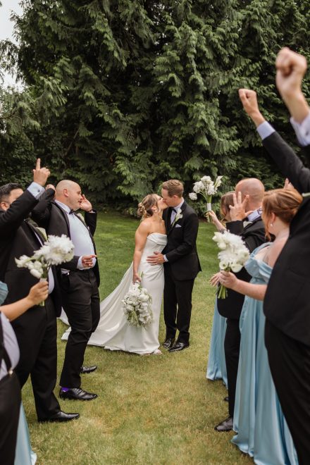 Candid bridal party moment at an Abbotsford wedding by Kate Paterson Photography