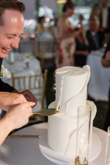 Cake cutting at a Fraser Valley wedding
