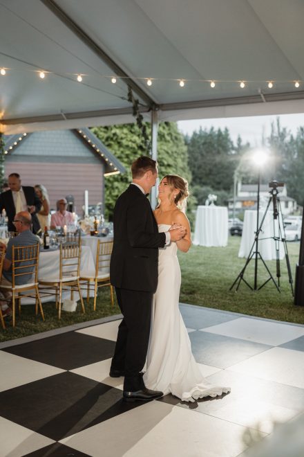 Bride and groom's first dance at an Abbotsford summer wedding