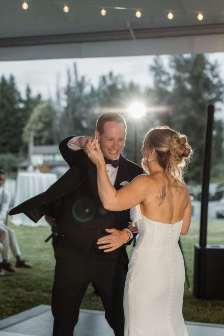 Bride and groom's first dance at an Abbotsford summer wedding