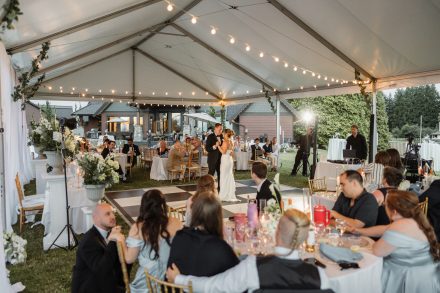 Bride and groom's first dance at an Abbotsford summer wedding