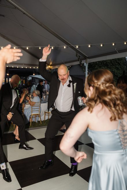 Dance floor candid at an Abbotsford family backyard wedding