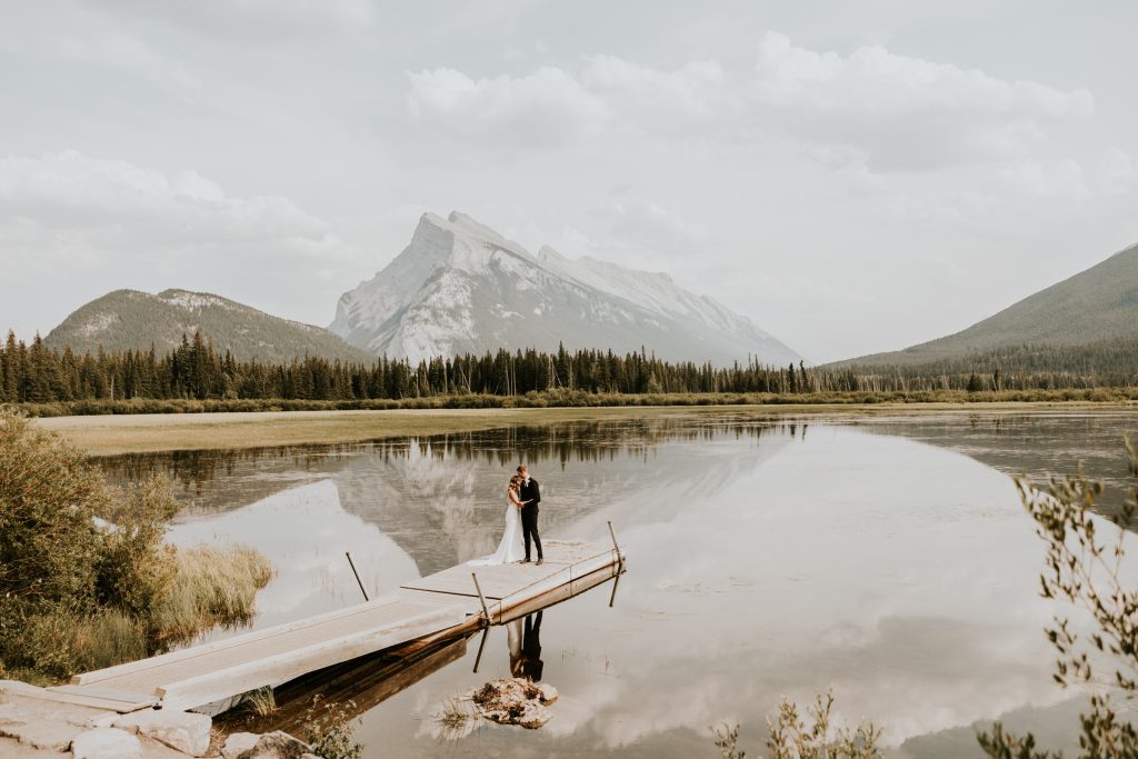 Bridal portrait in the Rockies near Banff