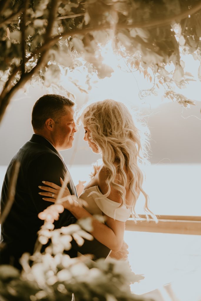 Kim and Eric share a private first dance at sunset