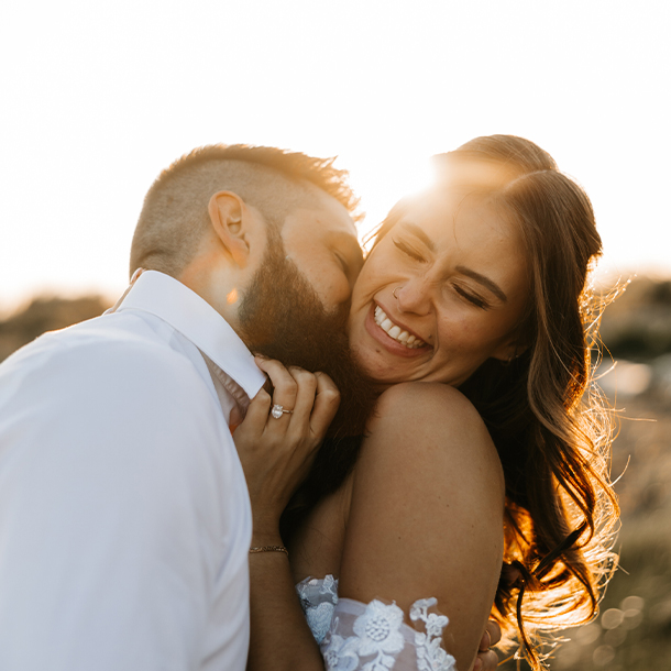 Newlyweds celebrating together after their wedding